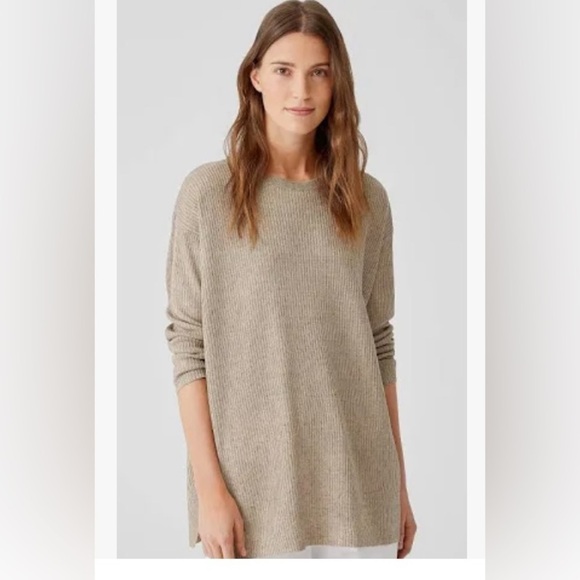 Eileen Fisher Organic Linen Round Neck Pullover - Picture 1 of 7
